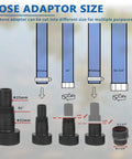 Diagram showing various hose adapter sizes for 1HP 3000 GPH Stainless Steel Submersible Clean Water Transfer Pump Heavy Duty With Float Switch