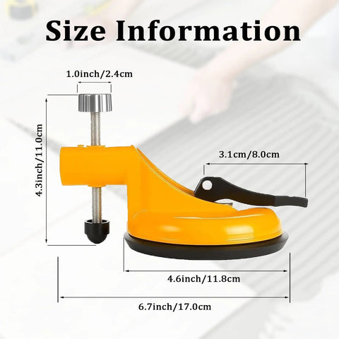 Yellow Adjustable Height Setter For Precise Tile Leveling And Seam Alignment Pro Countertop Leveling Tool with dimensions