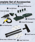 Complete set of accessories for High Power Handheld Steam Cleaner With 6 Piece Accessory Set for various cleaning tasks.