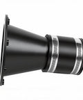 Quick Connect Magnetic Dust Hose Coupler 2.5 Inch With Rubber Cuff For Fast Shop Vac Attachment angled view with silver band.