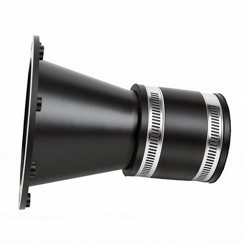 Quick Connect Magnetic Dust Hose Coupler 2.5 Inch With Rubber Cuff For Fast Shop Vac Attachment angled view with silver band.