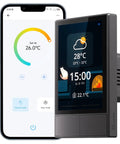 NSPanel Smart Switch 2-Switch Touchscreen Control Hub For One-Tap Scene Modes, Temperature Sensor, Lights, Alexa And Google Home Compatible, Black with smartphone app interface