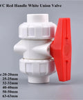 15 Pack White Hose Connector Set With Double Union Ball Valve For Garden Watering And Irrigation Systems Easy Snap On Quick Connect Fittings No Drip Leak Proof Inner Dia 63mm, UPVC white valve, red handle, 63mm