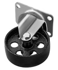 4 Piece Steel Casters With Plates That Roll Smooth as Butter and Handle 350 lbs Per Wheel Featuring Non Brake Lock Mechanism and Swivel Design, close-up of a single caster.