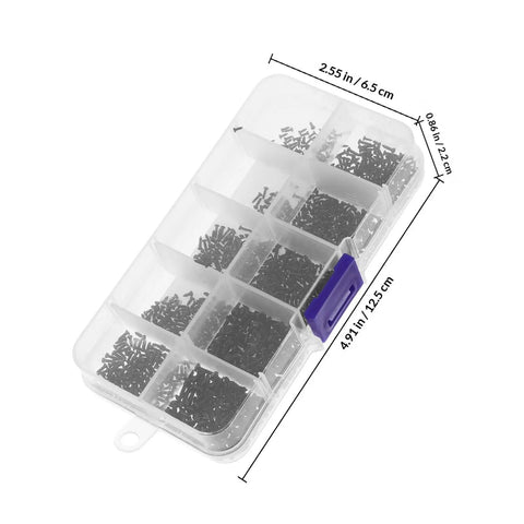 Pro Grade 1000Pcs Self Tapping Screws Set Round Head Tiny Miniature Electronics Screws M1.3 M1.4 M1.5 in clear plastic case