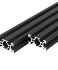 Drop Dead Solid 2040V Aluminum Extrusion 2 Pack 450mm Anodized Black T Slot Linear Rail showing two black anodized rails with open T slots.