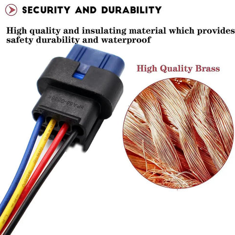 Straight Shooter Heavy Duty Grille Shutter Actuator Solenoid Connector Wiring Pigtail Harness shown with tinned copper wires and durable connector.