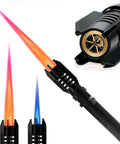 Campfire Ready Torch Lighter With Jet Flame Windproof Refillable Adjustable Flame And Safety Lock, black with blue and red flame options
