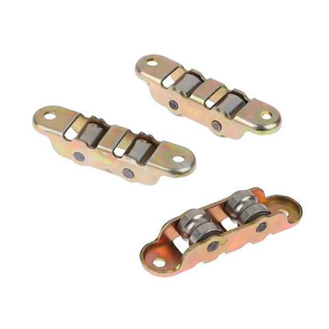 30 Piece Double Wheel Metal Sliding Door Pulleys Track Roller Hardware Kit Featuring Silky Smooth Buffer Design, three metal rollers included.