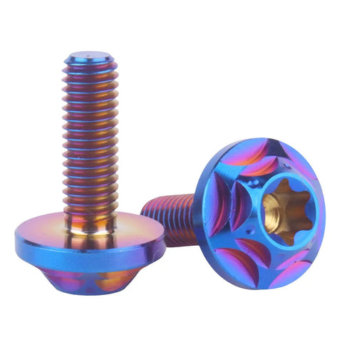 Premium Grade 5 Titanium T30 Torx Bolts For Bicycle And Motorcycle M5 X 15mm Burnt Blue heavy duty cycle hardware image showing detailed design.