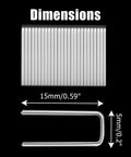 Solid Steel Window Blind Louvers Staples Bulk Pack For Plantation Shutter Hardware Repair And Quick Replacement Parts Dead Simple Install Smooth Sailing Home Fix dimensions showing size in mm and inches.