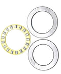 Heavy Duty Thrust Cylindrical Roller Bearing For Industrial Machinery High Load Capacity Low Friction Smooth Operator No Nonsense Workhorse 81222M Size 110X160X38, three roller bearings, including one yellow.