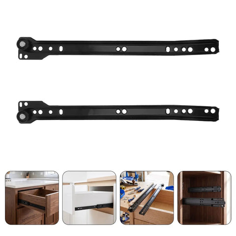 Bottom Mount Drawer Slides Soft Close Cabinet Glides Runs Like A Dream Silent Operation Replacement Runner Set showcasing black tracks.