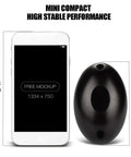 Rock Solid Infrared Through Beam Sensor With Alarm Transmitter shown next to smartphone for size comparison, compact and oval-shaped