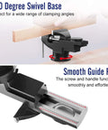 3 Inch Universal Swivel Base Table Vise With 360 Degree Rotation Portable Bench Clamp for woodworking showing swivel mechanism.