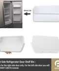 Right Side Refrigerator Door Shelf Replacement compatible with RF263BEAESG, shown with open fridge and standalone bin views