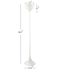 White Modern Metal LED Floor Lamp With Round Metal Shade, Foot Switch, UL Listed, LED Bulb Included, front view, 69.5 inches tall