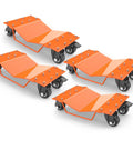 Heavy Duty Car Wheel Dolly Set Four Pack Heavy Gauge Steel Build Rust Proof Finish No Hassle Setup for garage vehicle moving.