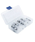 Assorted Chrome Steel Precision Bearing Balls Metric and Imperial Sizes in a clear storage box, suitable for repairs and builds.