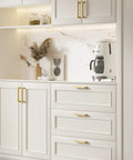 30 Pack 12 Inch Premium Stainless Steel Cabinet Handles And Drawer Pulls Slick Brushed Gold Finish Kitchen And Bathroom on white cabinets.