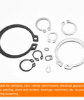 365 Piece External Retaining Ring Kit In 304 Stainless Steel With 18 Sizes M3 Through M26 Circlips Round Wire Snap Rings