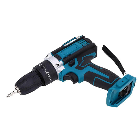 Tough As Nails 21V Cordless Drill Driver With Heavy Duty Brushless Motor And 10mm Quick Lock Chuck side view with sleek handle.