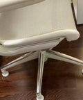 Office chair with Bell Glides High Profile 2.5 Inch 5 Pack White for carpet replacement, showing stationary castor installation.