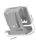 Heavy Duty Stainless Steel Solar Panel Mounting Clips 3 Pack Tough As Nails Roof Brackets Clamp Hardware For Tight Secure Grip And Smooth Hassle Free Install close-up of stainless steel mounting clip measuring 4.5cm by 4.7cm.