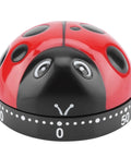 Wind Up Mechanical Timer With 60 Minute Countdown For Kitchen Cooking And Lab Tasks, Rugged Premium ABS Build, Loud Beep, Ladybug Design