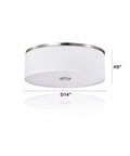 Totally Sleek Modern Flush Mount Ceiling Light With Brushed Nickel Drum Linen Shade 14 Inch LED Fixture side view