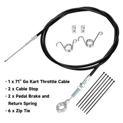 71 Inch Throttle Cable For Go Karts Compatible With Predator 212cc 196cc GX160 GX200 Engines with cable stops and springs
