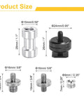Double Threaded Camera Screw Mount Set size references for adapters and screws shown with dimensions in millimeters and inches