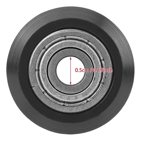 Heavy Duty V Slot Wheels 12 Pack With 625ZZ Bearings 24Mm Outer Diameter 10Mm Thick POM Linear Rail Idlers close-up view showing wheel and bearings.