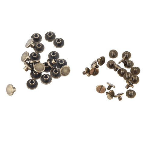 8Mm Flat Head Copper Brass Screws Nuts Rivets Set For Leather Craft And Accessories DIY Repair Kit For Luggage And Clothes Pro Grade