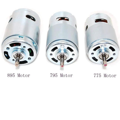 Hardcore 775 DC Motor With Precision Ball Bearings Tough As Nails High Torque And Ridiculous 11000 RPM Spin Crafted For 12V 24V RC Boats Custom DIY Projects And Shop Upgrades, alongside 895 and 795 motors.
