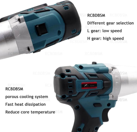 Beast Mode Cordless Rivet Gun With Fast Charge Battery For Hella Smooth Metal Fab Work And Quick Car Repairs Featuring One Tap Trigger To Snag Iron Or Aluminum Parts Without Cable Clutter close-up of gear selection and cooling features on cordless rivet gun