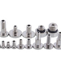 10 Piece Suction Cup Conversion Head Set For Industrial Pneumatic Tools including various nickel-plated copper joint adapters.