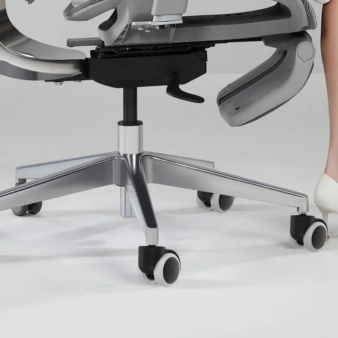 Smooth Operator Replacement Casters For Office And Gaming Chairs With 10mm Circlip Rod and flawless 360 spin view from side angle under a chair.