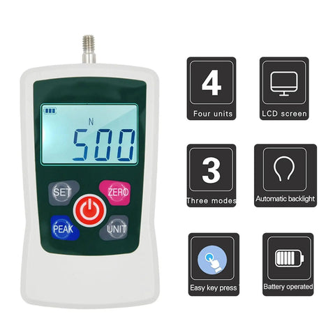 Rock Solid Digital Force Gauge With Dead On Accuracy, 500N Push Pull Meter features an LCD display for precision measurements.