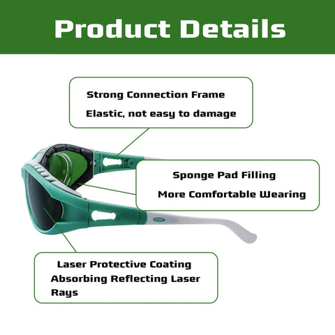 Heavy Duty Laser Protective Glasses Delivering Kickass Eye Safety For Salon Professionals Snug Fit showing strong connection frame and sponge pad filling.