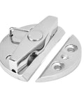 Rock Solid 316 Stainless Steel Marine Hinge For Boat Doors Heavy Duty Twist Catch Latch Saltwater Beast Shore Locker Fitting 58Millimeter Semicircle Deck Access Hardware With Mounting Screws, showing a shiny hinge with latch.