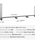 Diagram of Beefy Heavy Duty Outdoor Firewood Rack With Waterproof 600D Oxford Cover showing dimensions and materials