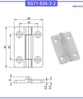 Damping positioning folding cabinet hinge, silver metal; four-hole mounting plate, front drawing with dimensions and hinge photo.