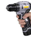 Heavy Duty Cordless Electric Drill and Mini Screwdriver With Rechargeable Lithium Battery Compact Power Driver Tool For Rapid Home Repairs and Quick Diy Tasks Hella Reliable Operation Guaranteed in hand close-up.