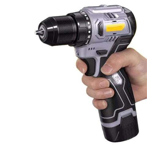 Heavy Duty Cordless Electric Drill and Mini Screwdriver With Rechargeable Lithium Battery Compact Power Driver Tool For Rapid Home Repairs and Quick Diy Tasks Hella Reliable Operation Guaranteed in hand close-up.