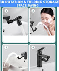 Ultra Versatile 1440 Degree Rotating Faucet Extender For Kitchen And Bath, 1080 Plus 360 Swivel Angles shown in use at sinks