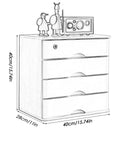 Wooden Desk With Lockable Drawers And Multi Tier File Cabinet For Organized Home Office Storage, showing dimensions 40cmx28cm