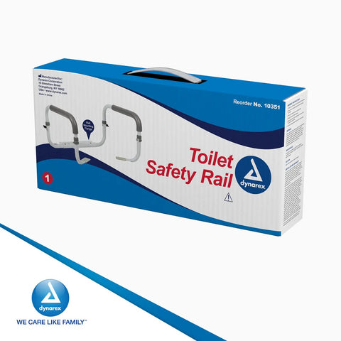 No Sweat Install With Quick Clips Padded Rails Offer Rock Solid Grip Adjustable Width Fits All Bowls Carries 300 Lbs Like A Champ White Bathroom Safety Bar product packaging with handle.