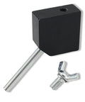 Premium Forty Five Degree Angle Converter For Gem Faceting Machines and Jade Grinding Tools, black block with metal rod and wing nut.