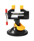 Portable Aluminum Alloy Drill Press Vise With Suction Base, Table Bench Clamp For Jewelry Making And Hobby Crafts, Small Parts Holding, Mini Workbench Vise For Workshop, Lightweight Yet Rugged And Easy Mount, front view with suction base